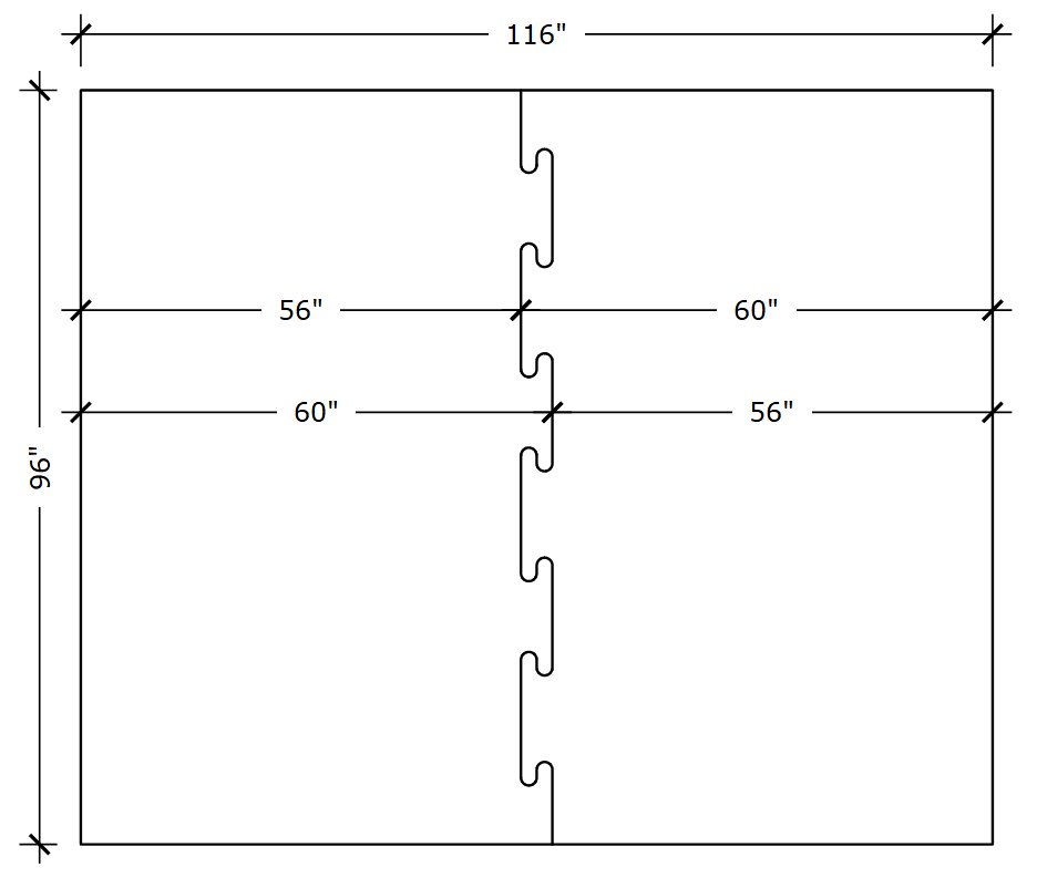 Custom Link Mat | Hornbeck | Nonstudded Clear Vinyl .125" For Hard Floors | Bevel | Cut Per Drawing
